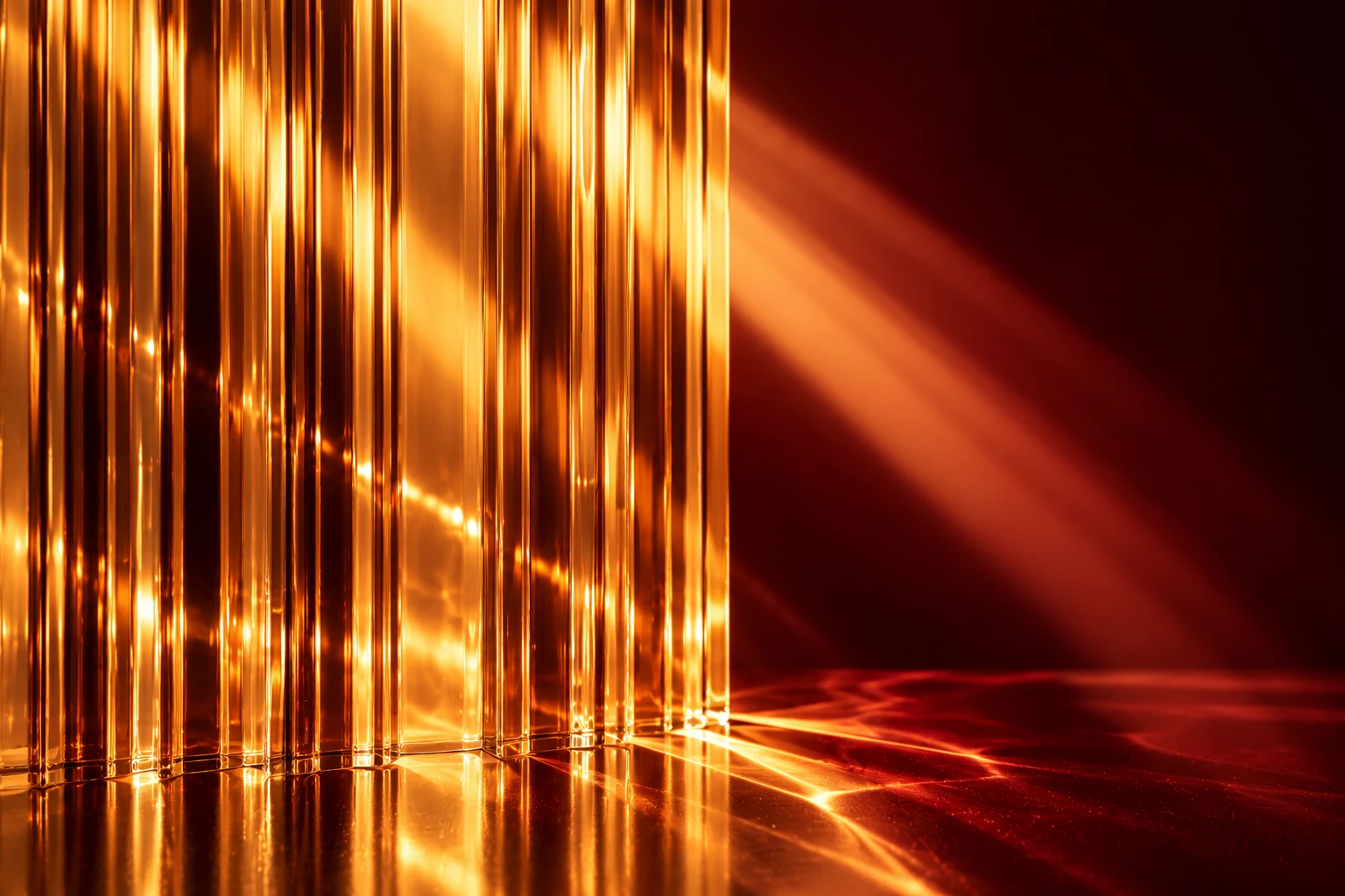Warm light through amber ribbed glass, without a product